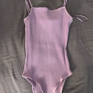 Lilac Ribbed Women's Bodysuit